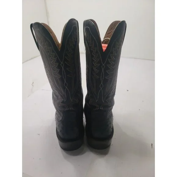 Ariat Black Full Quill Ostrich Leather Cowboy Boots Size 9.5D Style 10029612